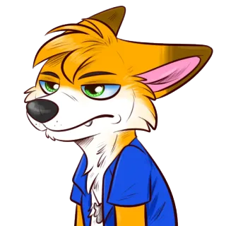 😑 raposa, desenho animado, animal, antropomórfico, personagem, furry telegram sticker