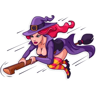 ✈ strega, scopa, halloween, fantasy, magia telegram sticker