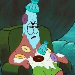😑 Patrick Star Spongebob Squarepants патрик, морская звезда, пакет со льдом, раненый, мультфильм telegram sticker