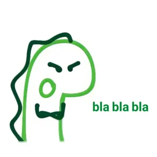 ✨ bla bla bla dinozaur, kreskówka, postać, zielony, zły, rysunek liniowy telegram sticker