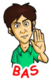 ✋ BAS cartone animato, persona, saluto whatsapp sticker