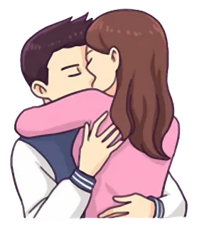 💏 couple, kissing, love, romance, embrace, cartoon telegram sticker