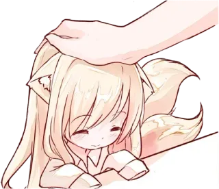 ❤️ anime, kawaii, pet, head pat, fox, cute, manga, character telegram sticker