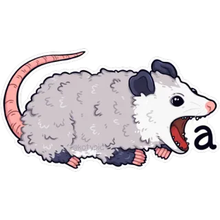 🅰️ a опоссум, животное, милый, наклейка, мультфильм, сумчатый, смешной whatsapp sticker
