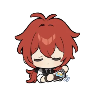 🥢 Diluc Genshin Impact Anime, Spiel, Genshin Impact, Diluc, Chibi telegram sticker