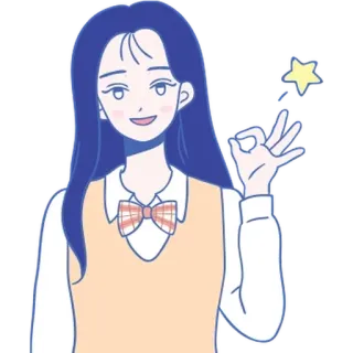 💬 소녀, 귀여운, 애니메이션, OK, 일러스트 telegram sticker