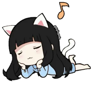 🎶 @Sigilo_packs chibi, gato, dormir, lindo, animal, relajarse, dibujo animado telegram sticker