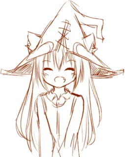 😁 Аниме, Ведьма, Девушка, Мило, Каваий, Шляпа telegram sticker