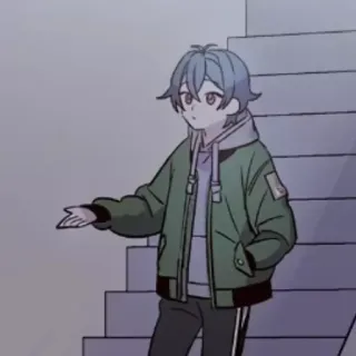 🍭 cartoon, anime, boy, stairs, character, youth whatsapp sticker