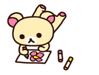 🐻 Rilakkuma หมี, ภาพวาด, ดอกไม้, น่ารัก, การ์ตูน, คาวาอิ telegram sticker