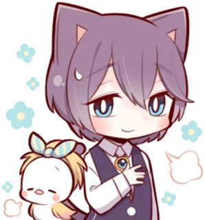 😅 Anime, Chibi, Mignon, Chat, Kawaii, Animal, Autocollant telegram sticker