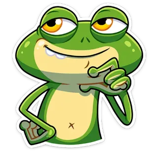 🤔 rana, dibujos animados, animal, verde, divertido, lindo telegram sticker