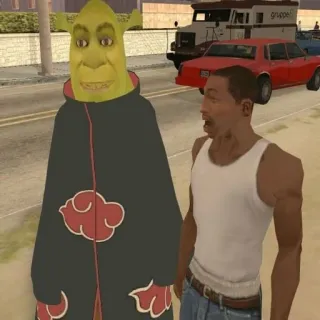 😲 shrek, akatsuki, naruto, carl johnson, cj, gta san andreas, meme whatsapp sticker