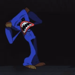 😱 Huggy Wuggy Poppy Playtime jeu d'horreur, monstre, bleu, dents pointues, effrayant telegram sticker