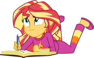😐 Sunset Shimmer My Little Pony: Equestria Girls 漫画, 女の子, 書き物, ノート, キャラクター, マイリトルポニー, EquestriaGirls whatsapp sticker
