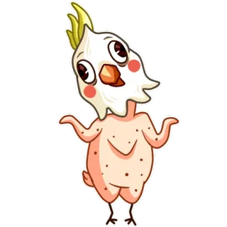 🙄 pollo, divertido, lindo, animal, dibujos animados, pájaro, pegatina telegram sticker