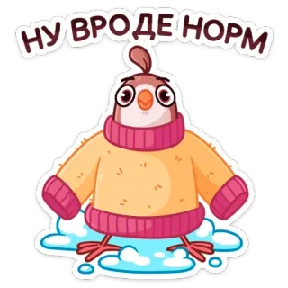 ☺️ НУ ВРОДЕ НОРМ bird, sweater, cute, cartoon, illustration, animal telegram sticker