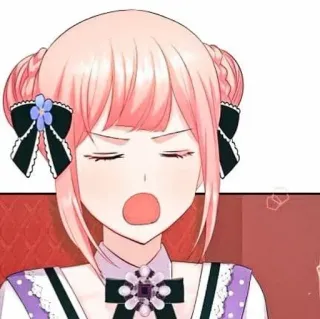 🍉 anime, manga, cartoon, girl, pink hair, expression, shocked, open mouth telegram sticker