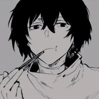 🌟 Anime, Manga, Postać, Pałeczki, Jedzenie, Czarno-białe telegram sticker