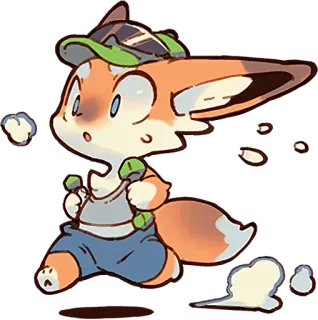💪 лиса, мультфильм, аниме, животное, милый, бег telegram sticker