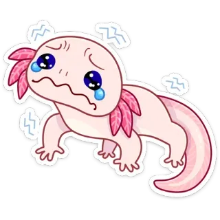 😢 Axolotl, traurig, weinend, niedlich, Tier, Aufkleber, Cartoon telegram sticker