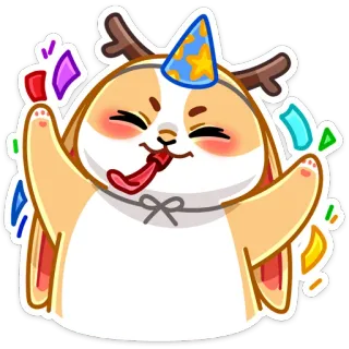 🥳 celebración, fiesta, conejo, confeti, animal, lindo telegram sticker