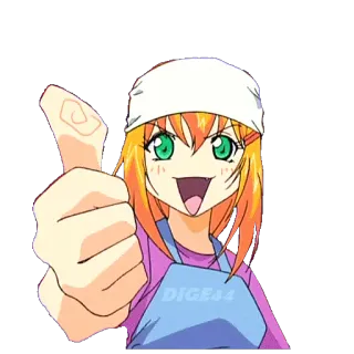 👍 Anime, Cô gái, Ngón tay cái giơ lên, Phim hoạt hình telegram sticker