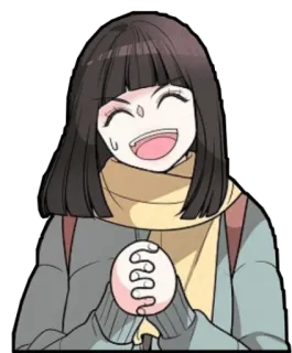 😅 anime, garota, sorrindo, feliz, personagem, desenho animado telegram sticker