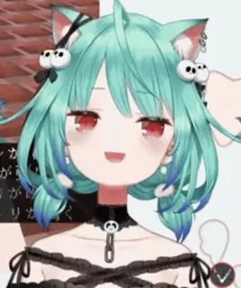 😳 Anime, Desenho animado, Arte digital, Youtuber virtual, Kawaii, Orelhas de gato telegram sticker
