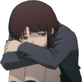 🙁 Iwakura Lain Serial Experiments Lain Anime, Triste, Pleurs, Lain, Iwakura Lain, Serial Experiments Lain, Cyberpunk, Fille whatsapp sticker