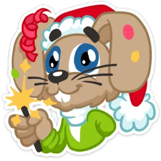 🎇 Desenho animado, Coelho, Natal, Estrelinha, Feriado, Fofo whatsapp sticker