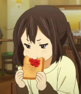 😋 Anime, Nourriture, Toast, Dessin animé, Fille, Manger telegram sticker