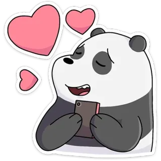 ❤️ Panda We Bare Bears Panda, Amor, Corações, Telefone, Desenho animado, Urso telegram sticker