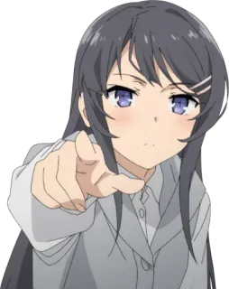 👆 Mai Sakurajima Rascal Does Not Dream of Bunny Girl Senpai Anime, Mädchen, Zeigen, Schuluniform, Niedlich telegram sticker