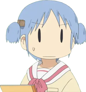 😐 Mio Naganohara Nichijou anime, cartoon, girl, school, cute telegram sticker