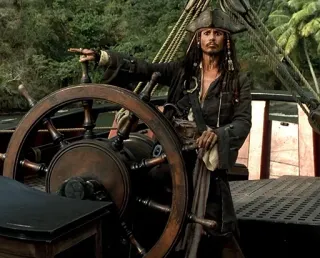 🤔 Jack Sparrow Pirates of the Caribbean pirate, capitaine, navire, océan, mer, aventure, film whatsapp sticker