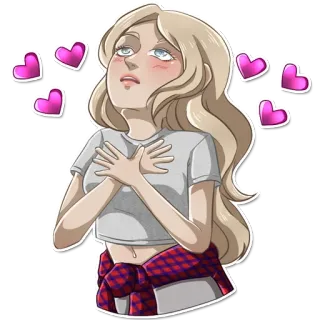 🥰 wanita, hati, cinta, kasih sayang, gadis, kartun, ilustrasi telegram sticker