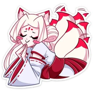 ☺️ Anime, Fille renard, Kemonomimi, Kawaii, Autocollant telegram sticker