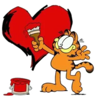 ❤ Garfield gato, desenho animado, coração, amor, dia dos namorados, pintura, gato laranja telegram sticker