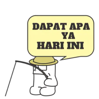 🎣 DAPAT APA YA
HARI INI 만화, 낚시, 질문, 모자, 텍스트 telegram sticker