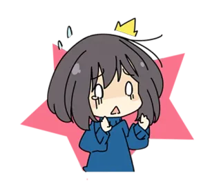 😵 cartoon, girl, crying, sad, crown telegram sticker