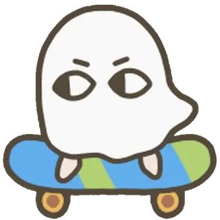 🫥 ghost, skateboard, cute, cartoon, sticker, Halloween, funny whatsapp sticker