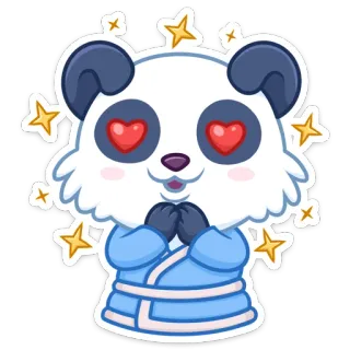 😍 panda, słodki, kawaii, naklejka, zwierzę, oczy w serca, kreskówka telegram sticker