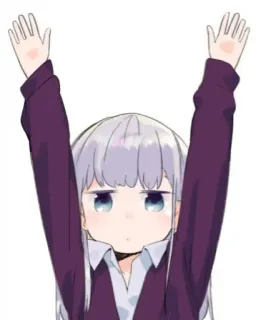 🙌 аниме девушка, мило, мультфильм, руки вверх, иллюстрация telegram sticker