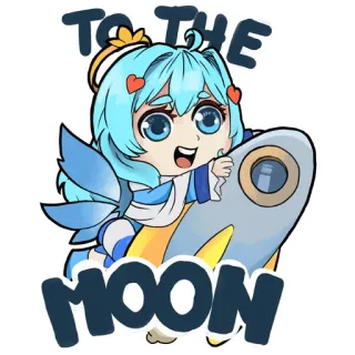 🚀 TO THE MOON fofo, anjo, foguete, lua, kawaii, estilo anime telegram sticker