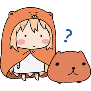 ❔ ? dessin animé, fille, point d'interrogation, animal, mignon whatsapp sticker