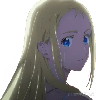 🥲 аниме, плачет, блондинка, девушка, грустно telegram sticker