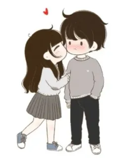 😘 cartoon, love, couple, romance, kiss, cute telegram sticker