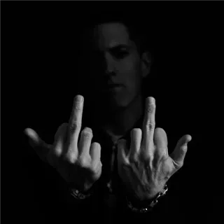 🖕 middle finger, offensive, gesture, black and white, portrait, man telegram sticker