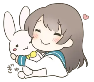 ❤️ Anime, Fille, Mignon, Lapin, Chibi, Kawaii telegram sticker
